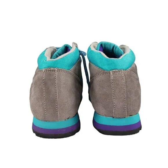 Coleman Shoes Womens 6 Hiking Boots Retro Nylon Leather Lace Up Gray Blue Sport - Picture 5 of 12